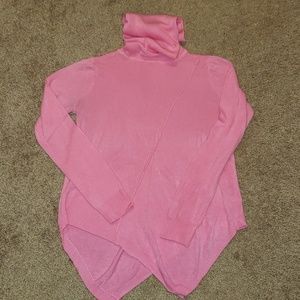 Pink asymmetric turtleneck sweater